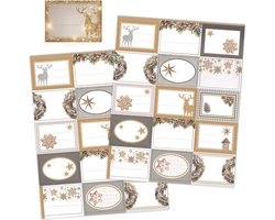 Naamstickers Kerst met Gouden Glitters - 30 Grote Kerst Etiketten - Kerst Labels Zelfklevend - Label Stickers Kerst - Stickers voor Volwassenen - Kerst Naam Stickers - Kerst Stickers Vellen - Etiketten om op te Schrijven - Stickers Kerst