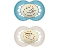 Nachtfopspenen 16+ Maanden - Glow in the Dark, Rubber Teat, 2 Stuks met Sterilisator