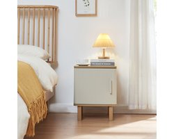 Nachtkast Ferrersp 50x40x40 cm eikenkleurig havermout en naturel [en.casa]