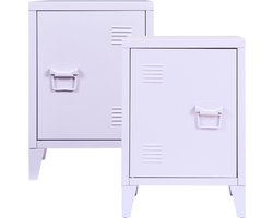 Nachtkast Inari set van 2 metaal 57x40x30 cm lichtpaars [en.casa]