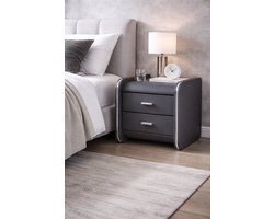 Nachtkast - PU leer - 47 x 47 x 40 cm - 2 lades - design - Antraciet