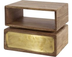 Nachtkastje 1L brass - Massief mango zwart