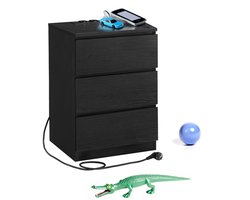 Nachtkastje - 2 AC Stopcontacten - 2 USB Poorten - Modern - Laadstation - Opbergruimte- zwart