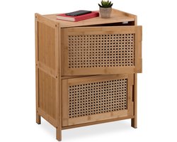 nachtkastje - 2 rotan deuren - 56 x 42 x 30 cm - bamboe - slaapkamer