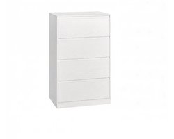 Nachtkastje 40 x 60 x 97,4 cm Wit, Bedkast met 4 Lades, Ladekast Opbergkast Zonder Handgrepen, Smal en Modern, Vrijstaande Kast voor Slaapkamer, Woonkamer en Kantoor