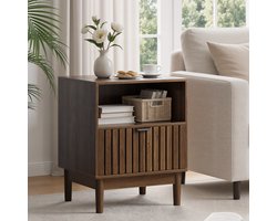 Nachtkastje 45x39x56,5 cm - Mid-Century Design met Lade - Hout - Walnootkleur