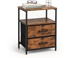 Nachtkastje - 61 x 38 x 28 cm - 2 lades - bruin-zwart