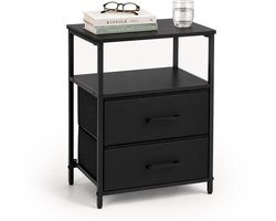 Nachtkastje - 61 x 38 x 28 cm - 2 lades - zwart
