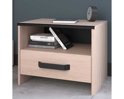 Nachtkastje Alma Met Opberglade - Eikdecor/zwart
