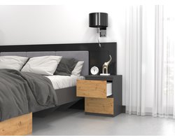 Nachtkastje Antraciet Eiken W2