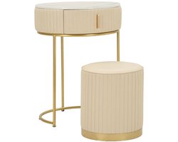 Nachtkastje Bed Side/dressing Table With Pouf Pok Ø 52×70 cm