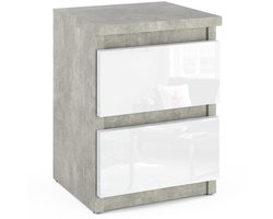 Nachtkastje Beton Wit Glans 30 CM 2S Nachtkastje Slaapkamermeubel