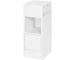 Nachtkastje - Bijzettafel - Industrieel - Houten Nachtkastje - Wit - Met lade