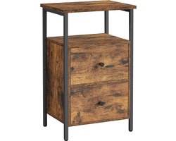 Nachtkastje Bijzettafel Met 2 Laden Voor Slaapkamer Woonkamer Industrieel Ontwerp Vintage Bruin Zwart