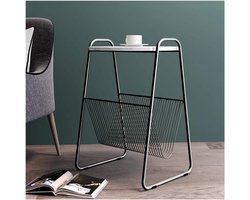 Nachtkastje Bijzettafel - Opbergkast Tafel - Slaapkamer Decoratie - Marmer Look - 40x40x55 cm - Zwart