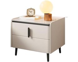 Nachtkastje - Bijzettafel - Slaapkamer Opbergen - Stenen Dekblad - 40x40x46cm - One Color