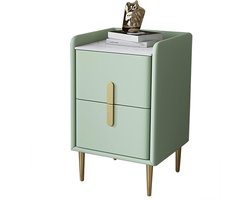 Nachtkastje - Bijzettafel - Slaapkamer Organisatie - Gesinterd Steen Blad - 25-40cm Breed - Lichtgroen