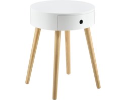 Nachtkastje bijzettafel Zanzibar 50x38x38 cm met 1 lade wit