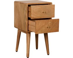 Nachtkastje Borba - Mangohout - Lichtbruin- 30x57x30 cm (BxHxD) - 2 Lades - Kleur Tikamoon Walnut