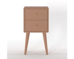 Nachtkastje Borba - Mangohout / MDF - Terra - 30x57x30 cm (BxHxD) - 2 Lades - Kleur Blush