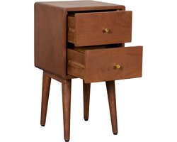 Nachtkastje Borba - Mangohout - Walnoot Bruin- 30x57x30 cm (BxHxD) - 2 Lades - Kleur American Walnut