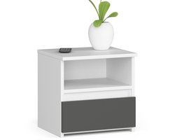 Nachtkastje CL1 met 1 Lade / AKORD Furniture Factory / Wit - Grafietgrijs / 40 x 40 x 35 cm