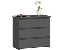 Nachtkastje CL3 met 3 Lades / AKORD Furniture Factory / Grafietgrijs / 60 x 57 x 35 cm