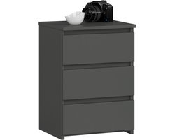Nachtkastje CL3/40 met 3 Lades / AKORD Furniture Factory / Grafietgrijs / 40 x 57 x 35 cm