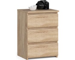 Nachtkastje CL3/40 met 3 Lades / AKORD Furniture Factory / Sonoma Eik / 40 x 57 x 35 cm