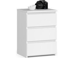 Nachtkastje CL3/40 met 3 Lades / AKORD Furniture Factory / Wit / 40 x 57 x 35 cm