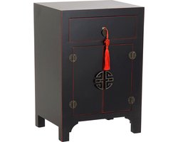 Nachtkastje DKD Home Decor Spar Rood Zwart Hout MDF 45 x 34 x 66 cm