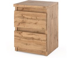 NACHTKASTJE EIKEN WOTAN 30 CM 2 LADEN TAFEL TV-TAFEL VOOR LOFT SLAAPKAMER