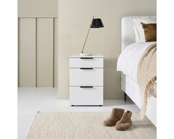 Nachtkastje Elda - Plaatmateriaal/Folie - Wit - 41x61x41 cm (BxHxD)