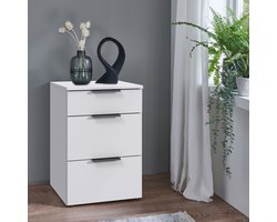 Nachtkastje Elda - Plaatmateriaal/Folie - Wit - 41x61x41 cm (BxHxD)