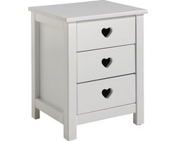 Nachtkastje Fenna Wit - MDF hout - Breedte 45 cm - Hoogte 50 cm - Diepte 40 cm - Met lades - Zonder deuren