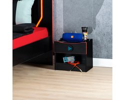 Nachtkastje GamingKids - zwart/rood - Emob - Kinder nachtkastje - Zwart; Rood - Spaanplaat