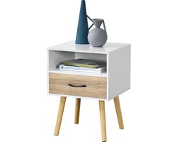 Nachtkastje Gävle 57x42x40 cm set van 2 wit en eikenkleurig [en.casa]