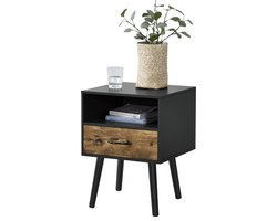 Nachtkastje Gävle 57x42x40 cm set van 2 zwart en houtkleurig donker [en.casa]