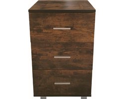 Nachtkastje - halkastje - 3 lades - 63 cm hoog - vintage bruin
