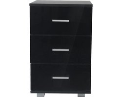 Nachtkastje - halkastje 3 lades - 63 cm hoog - zwart