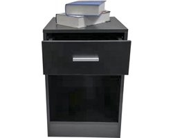 Nachtkastje - halkastje - met opberglade - 60 cm hoog - zwart
