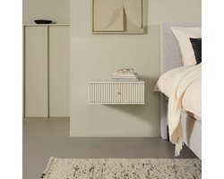 Nachtkastje Hangend Sem - Hout - Wit/Creme/Hout - Mango - 45 x 18 x 35 cm (BxHxD)