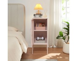 Nachtkastje Hausjärvi 82x35x35 cm staal roze [en.casa]