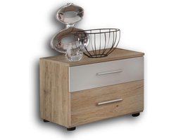 Nachtkastje in San Remo-look wit met twee laden voor bed 46 x 40 x 41 cm (b x h x d) Beside shelf