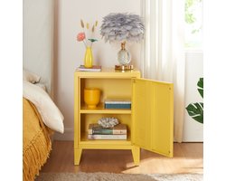 Nachtkastje Inari metaal 57x40x30 cm geel [en.casa]