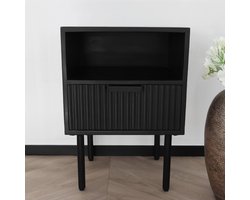 Nachtkastje industrieel mangohout bijzettafel Avelyn zwart duurzaam mango side table
