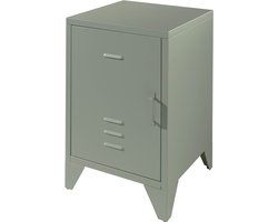 Nachtkastje Jay Groen - Metaal - Breedte 40 cm - Hoogte 60.5 cm - Diepte 40 cm - Met planken - Met openslaande deuren
