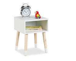 nachtkastje kinderkamer - 40x30x30 cm - houten poten - wit
