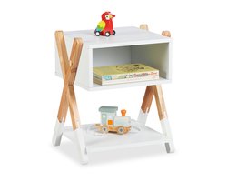 nachtkastje kinderkamer - 42x34x30 cm - houten poten - wit