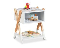 nachtkastje kinderkamer - 42x34x30 cm - teddy - houten poten - wit